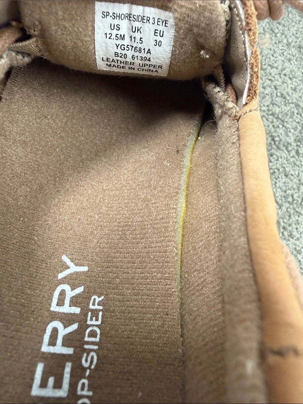 Sperry Shoes Kids 12.5 M Shoresider 3 Eye Tan Leather Boat Moccasin Girls Boys
